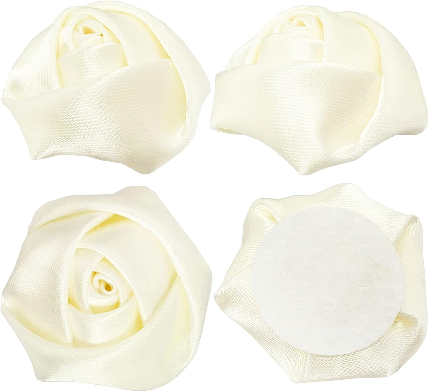50Pcs Satin Ribbon Rose 4D Handmade Fabric Flowers 1.4″ for DIY Wedding Bouquet