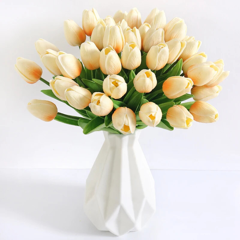 New 5/10Pieces Of Artificial Plant Tulip Soft Pole Room Dining Table Decoration