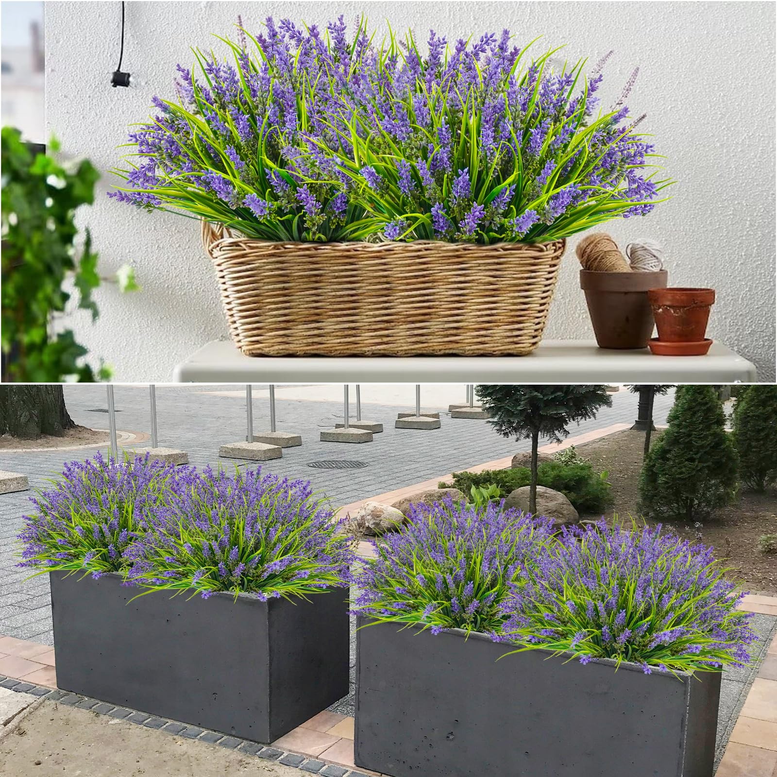 48 Bundles Artificial Grass Fake Plants, Outdoor Fake Monkey Grass Greenery U…