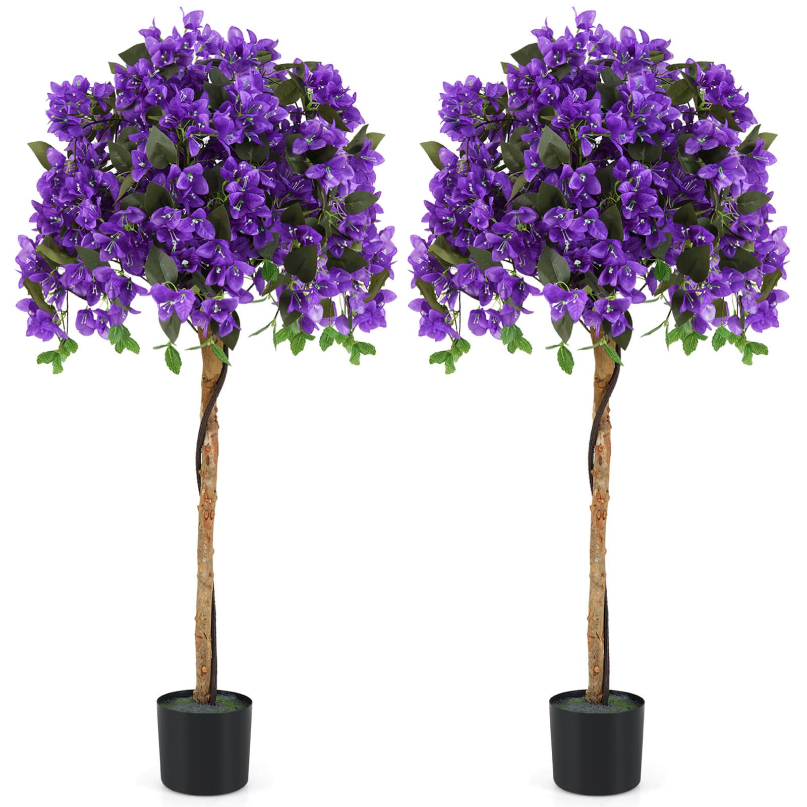 53″ Artificial Azalea Tree Faux Floral Plant w/ Red Azalea Flowers Nursery Pot
