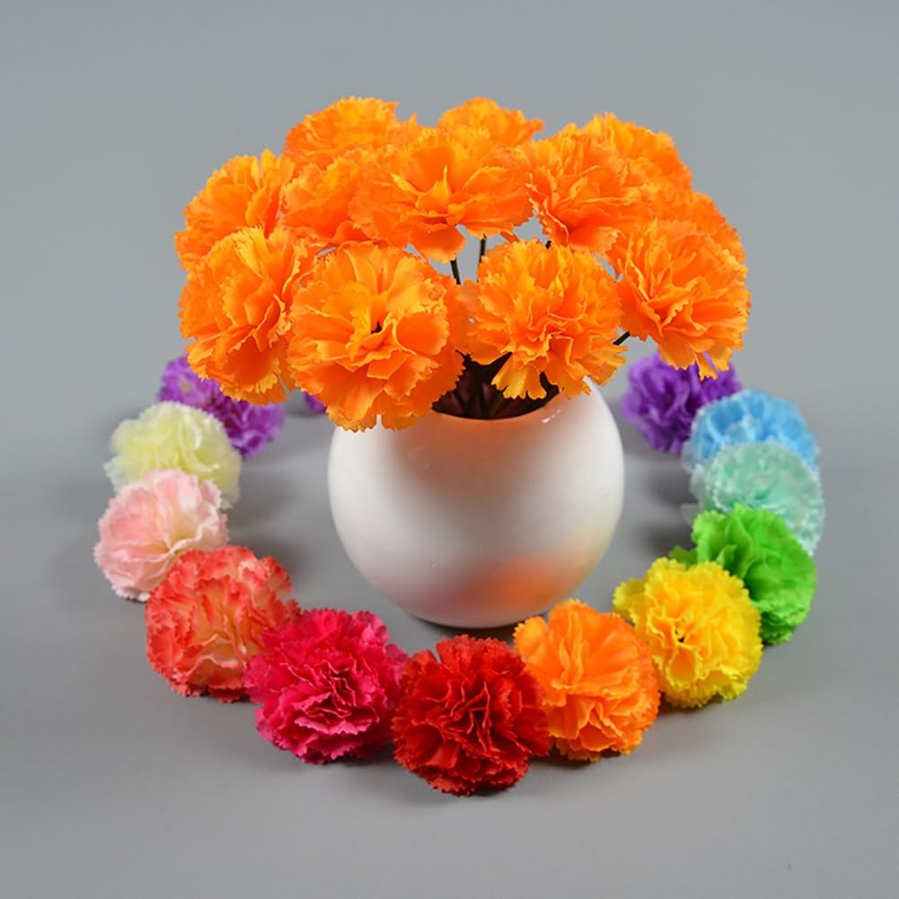 40 Pcs Artificial Marigold Flower Heads Faux Floral Heads Fake Halloween Mari…