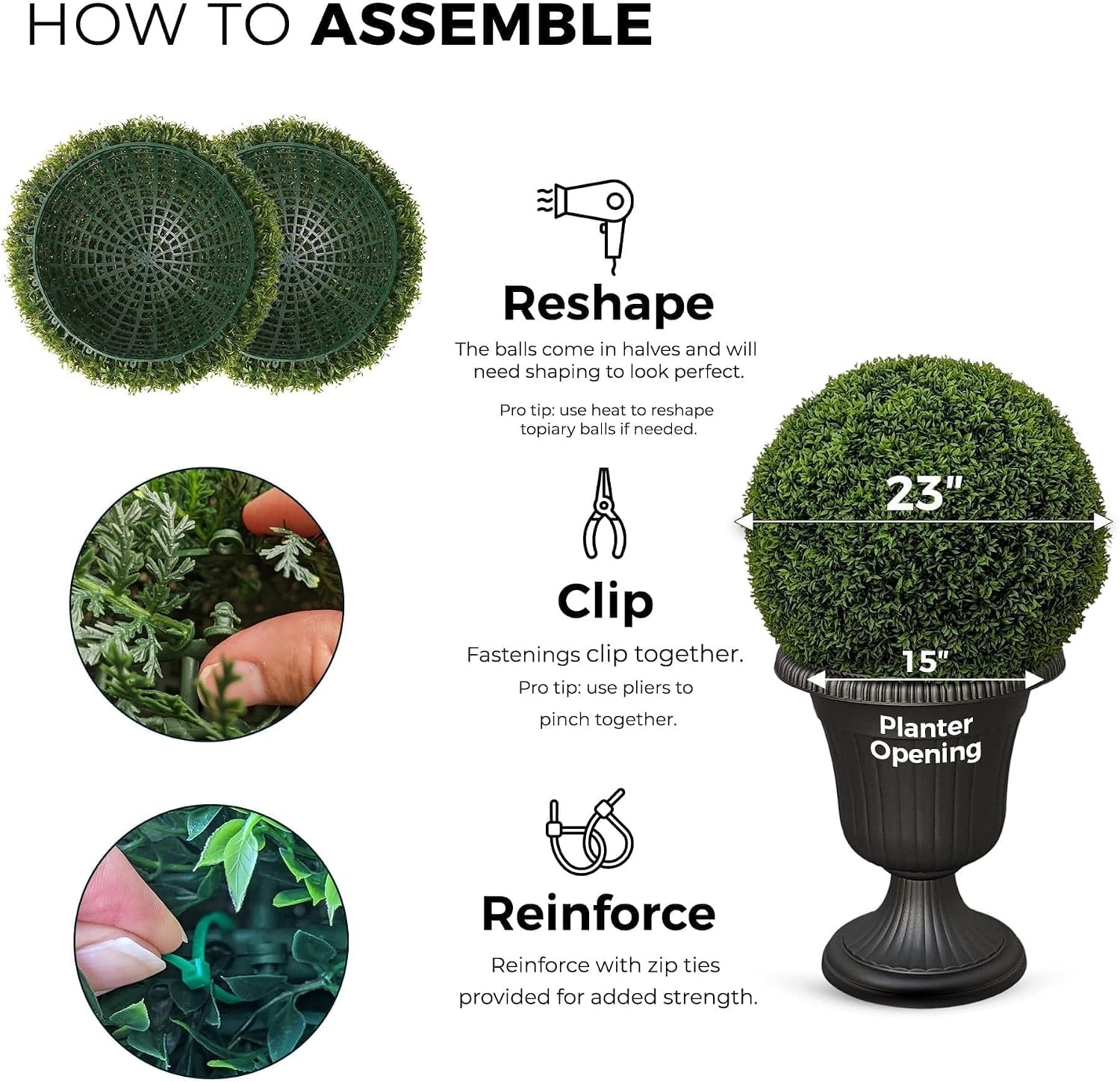 23″ XL Topiary Balls (Better Than A Boxwood 2 Topiary Balls (4 Halves))