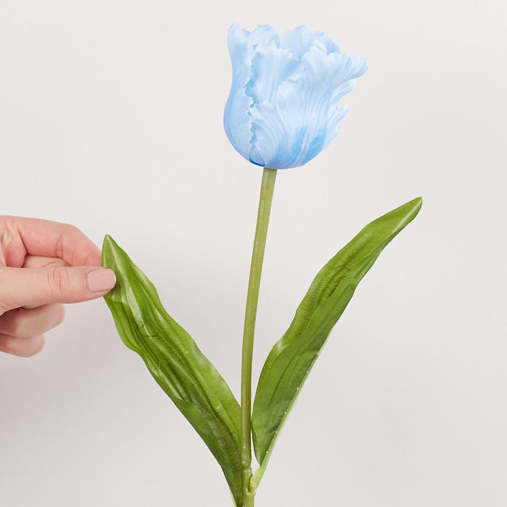 Package of 6 Realistic Spring Faux Light Blue Parrot Tulip Stems