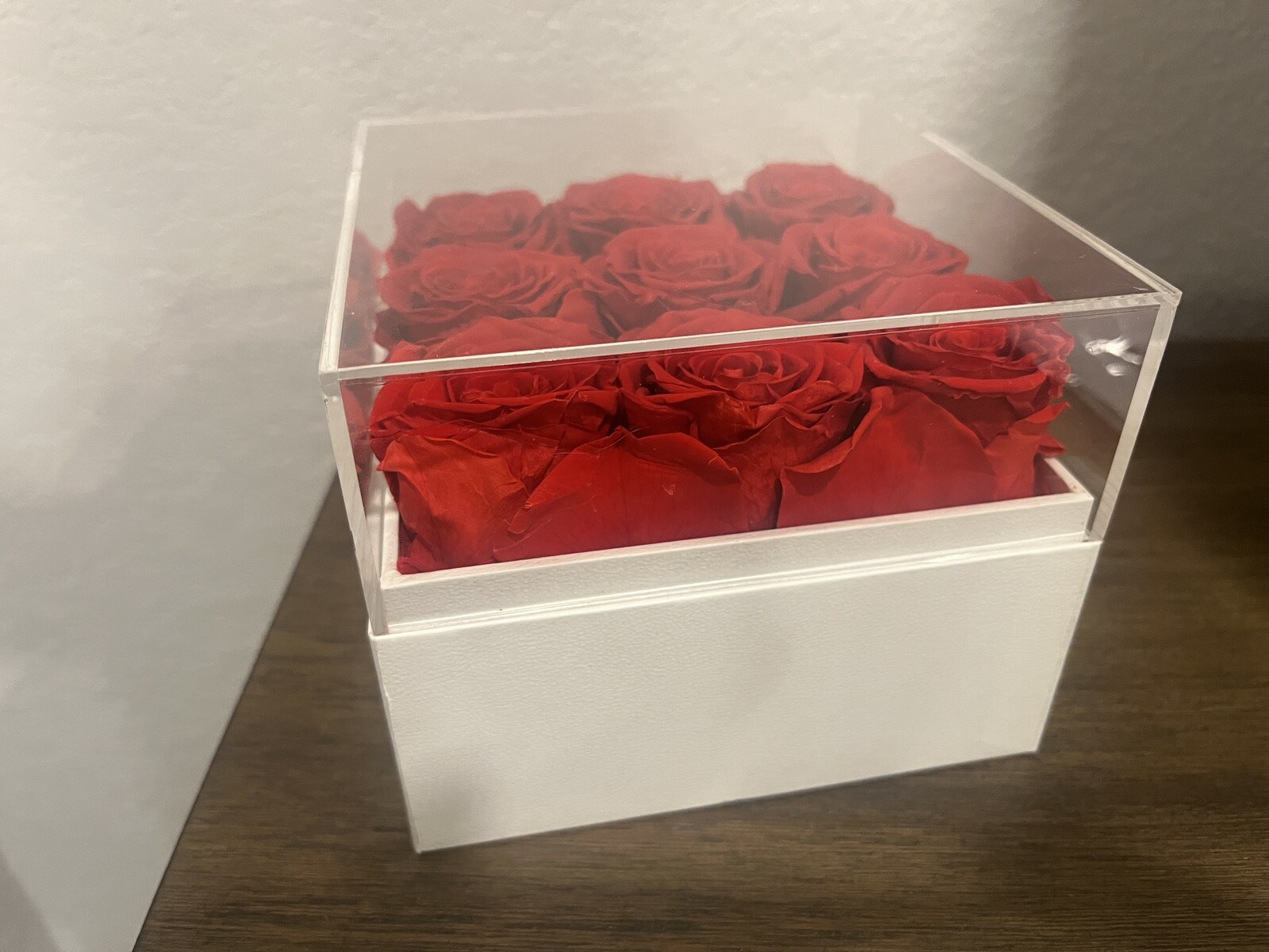 The Perfect Gift 9 Eternal Red Preserved Ecuadorian Roses in a Glass Vase
