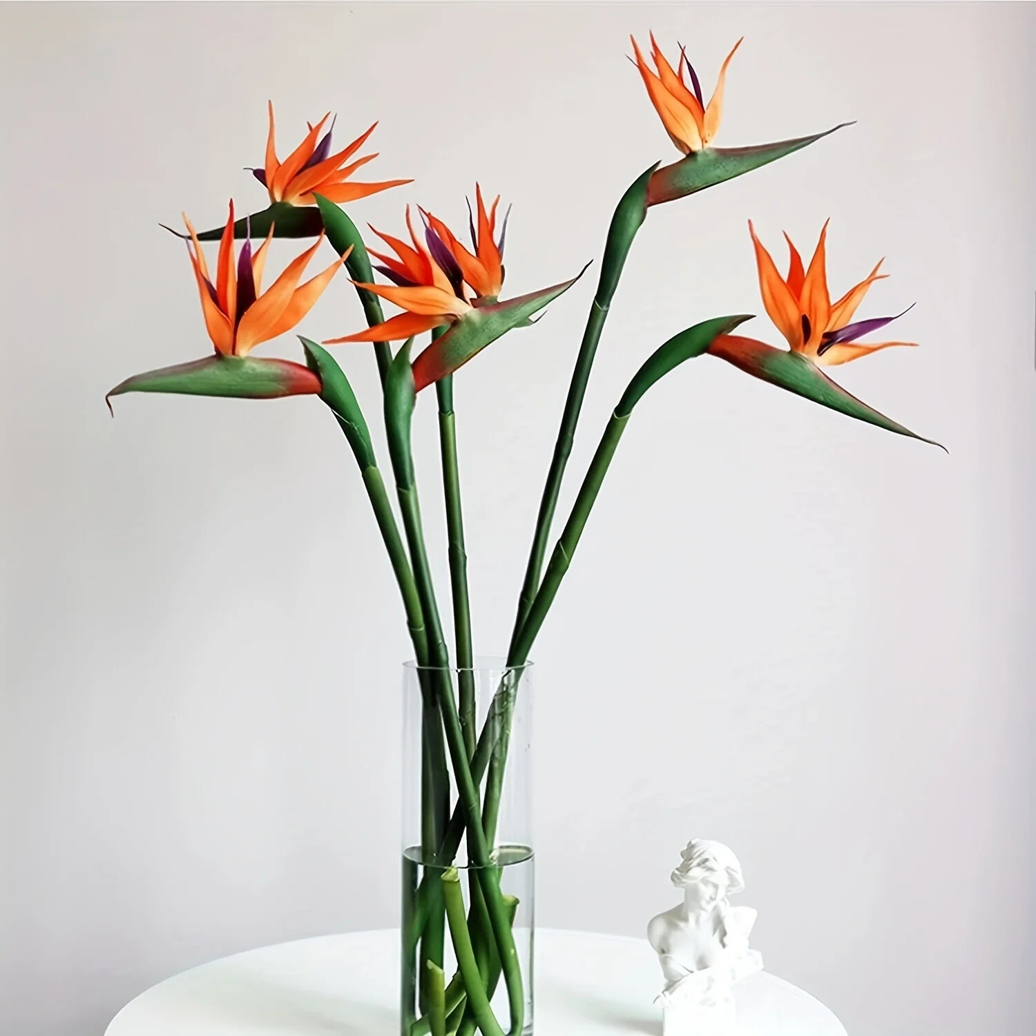 New 3pcs Artificial Bird Of Paradise Flowers Rubber Strelitzia 24.5” Long Stem