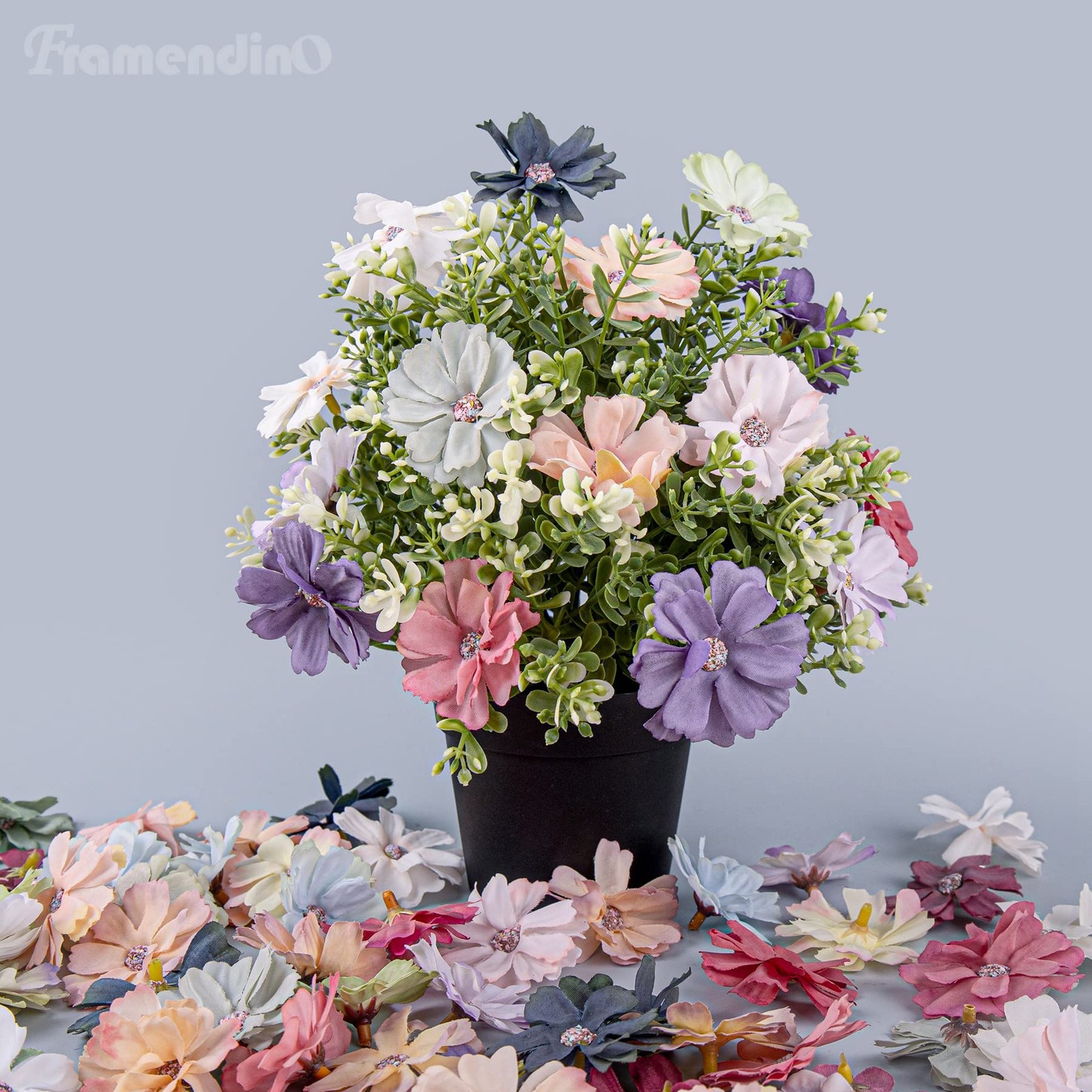 60 PCS Colorful Faux Flower Heads Artificial Silk Daisy Peony Wedding Wreath