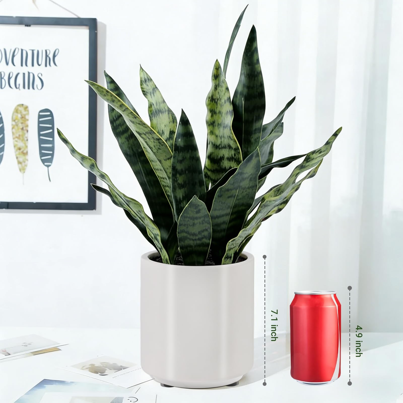 Artificial Sansevieria Plant Fake Snake Plastic Pot 22 Inch Real Touch Green
