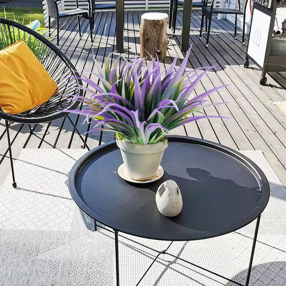 17.7 in Light Purple 8Pcs Artificial Grass Plant Fake Outdoor Plastic Plants UV