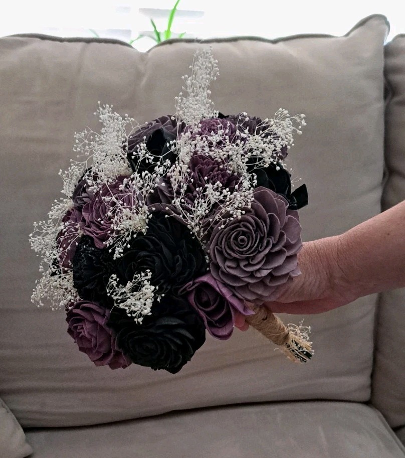 Sola Wood Flower Arrangement Purple And Black Home Decor Gift