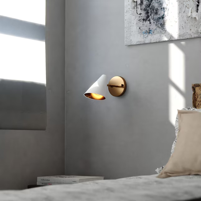 Cascadia Pryce 4.75-in W 1 -Light Multiple finishes White Mid-century Wall Sconc