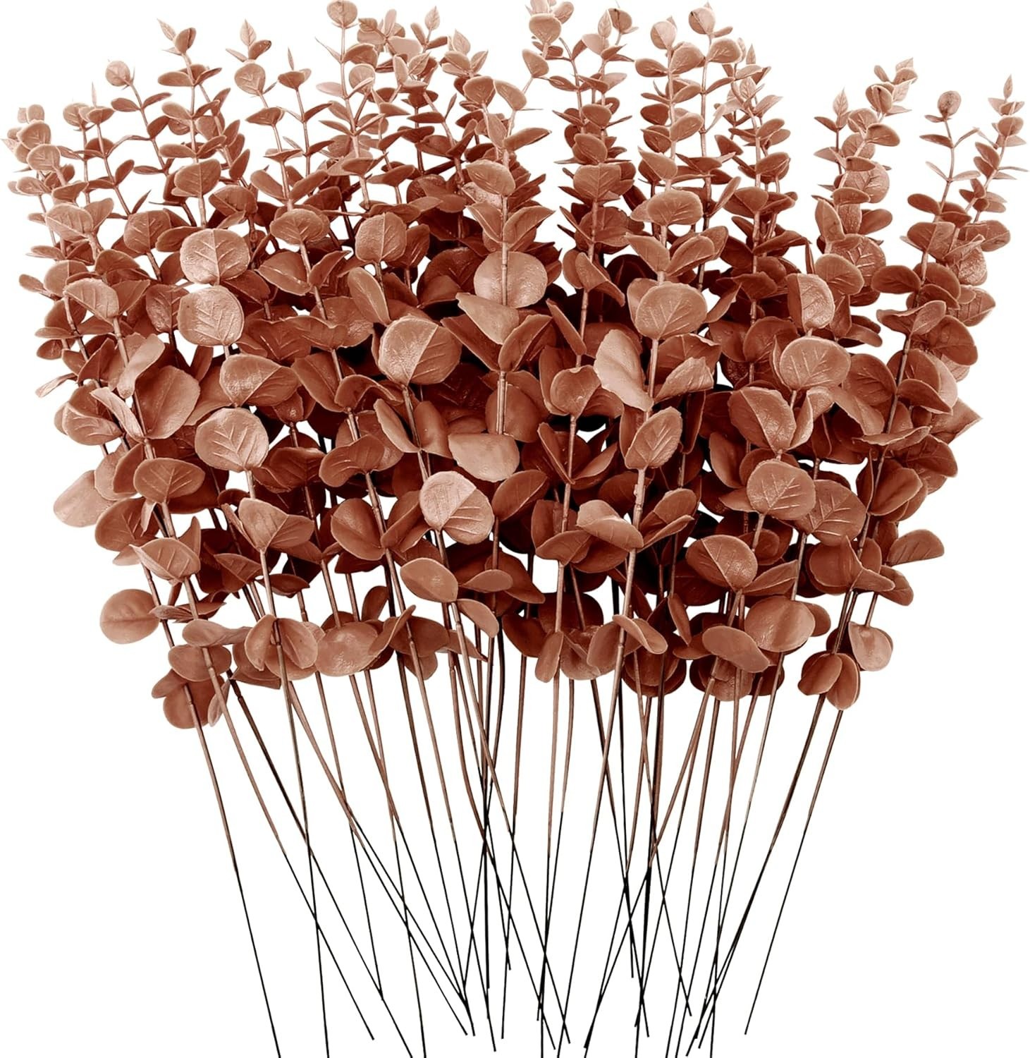 Versatile 36 Pcs Faux Eucalyptus Stems – Dark Brown for Parties & Home Styling