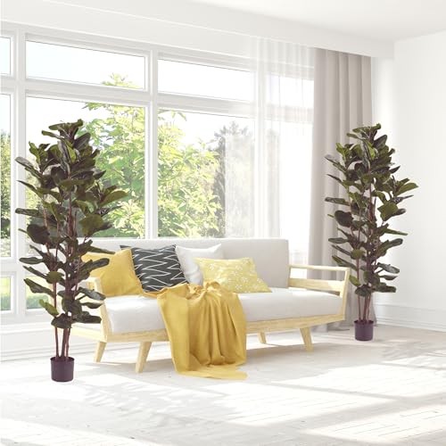 PURE GARDEN ARTIFICIAL FIDDLE LEAF FIG TREE, 72”, 50-LG1119 – GREEN