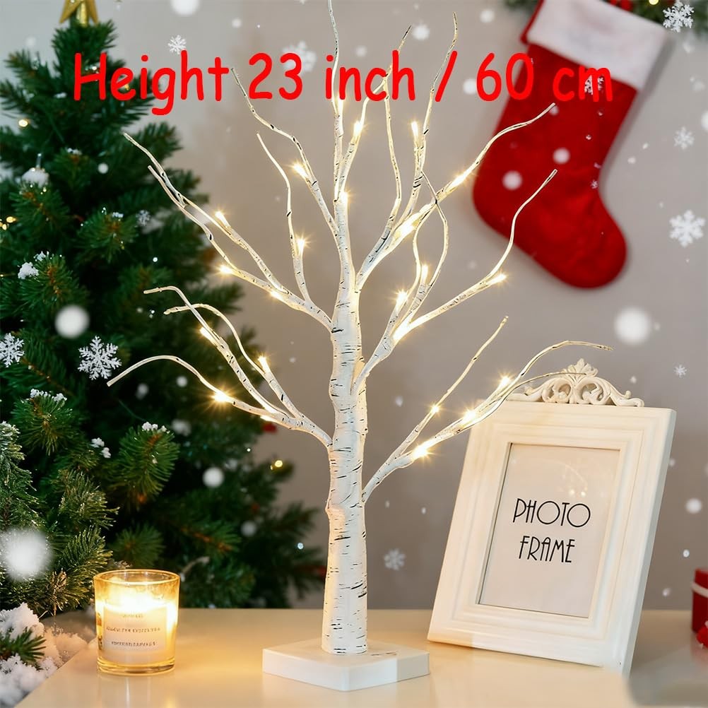 2 FT LED Birch Tree Light Warm White Artificial Tabletop Centerpiece Decor