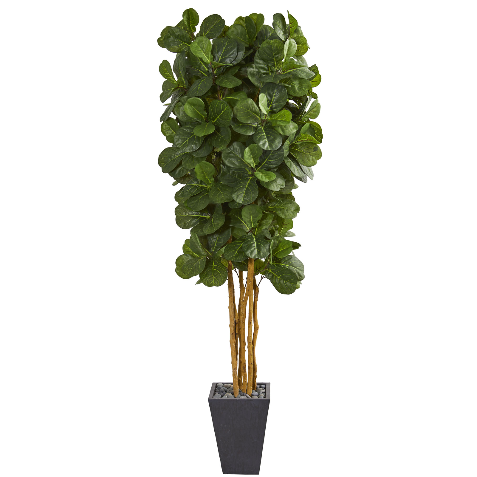 Fiddle Leaf Artificial Tree In Slate Planter Nearly Natural 7.5′ Home Decoration