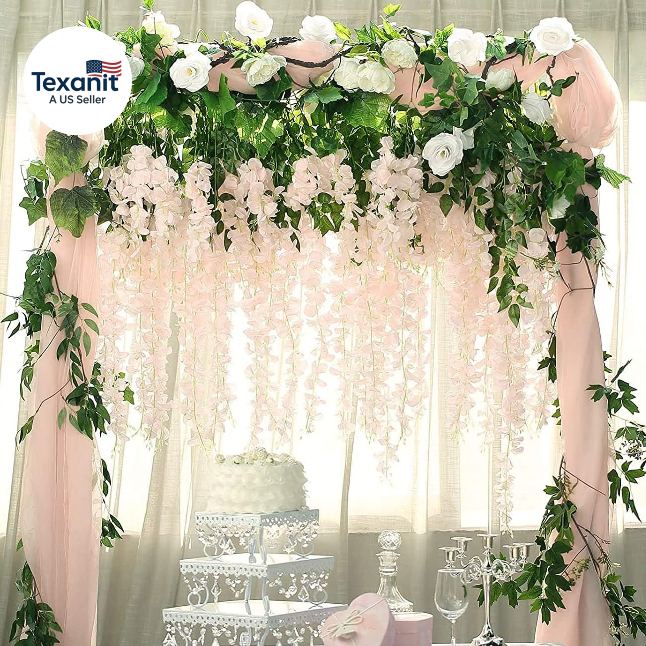 40 Pack Artificial Wisteria Vine Garland, 3.75 Feet Silk Strings, Fake Hanging F