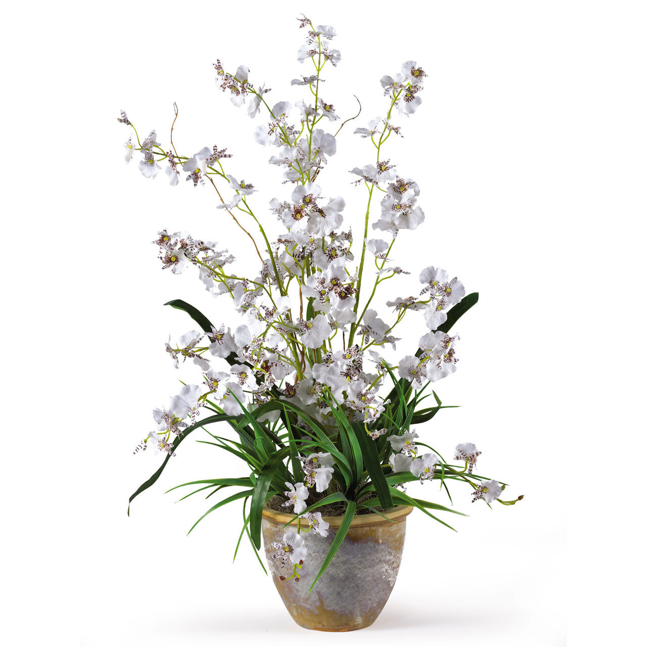 BRAND NEW 26″ SILK ORCHID WHITE FLOWER ARRANGEMENT w/ CERAMIC POT