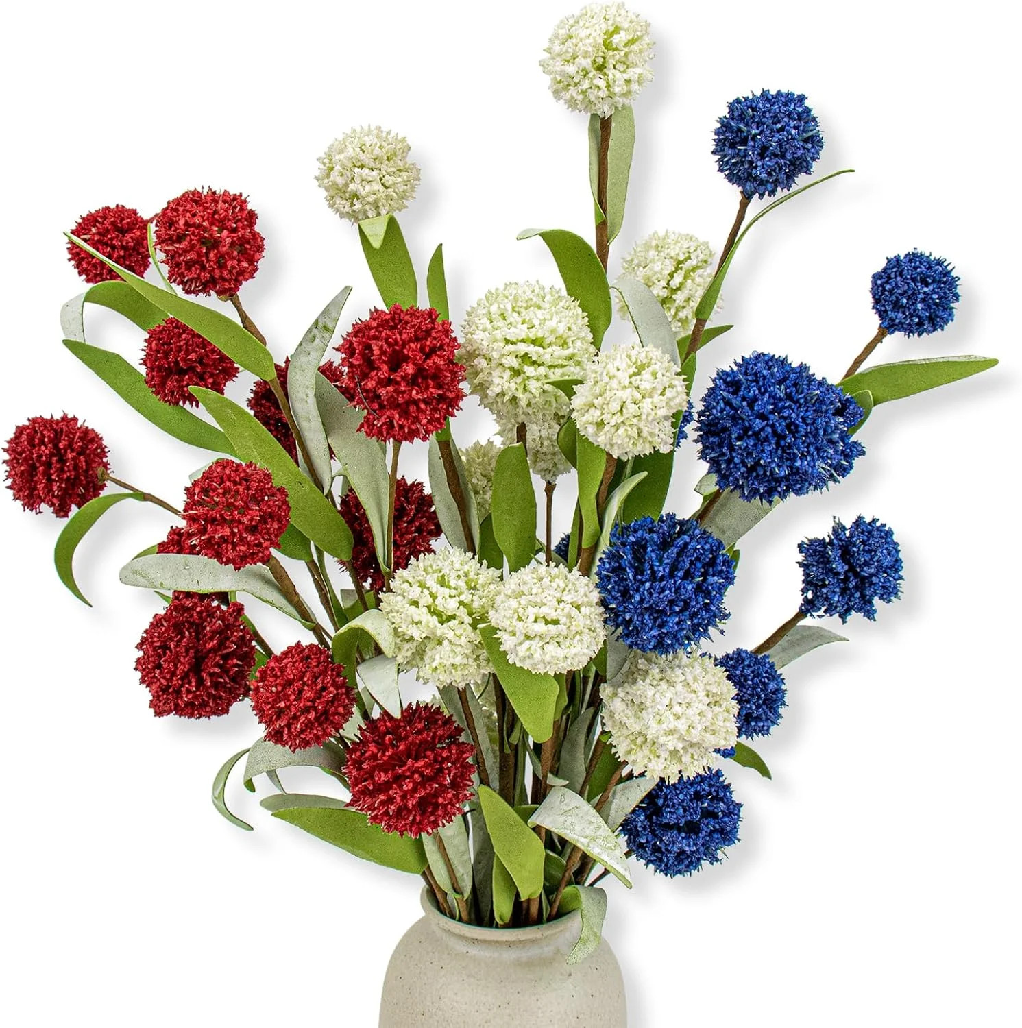 4th of July Decorations 6 Pack Red White Blue Flowers Picks 17 Inch Patriotic Fl