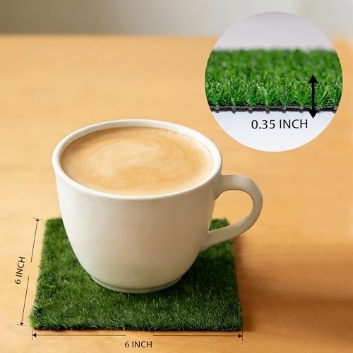 Realistic 6×6 Inch Artificial Grass Patch, Synthetic Turf Mat with Drainage Hole