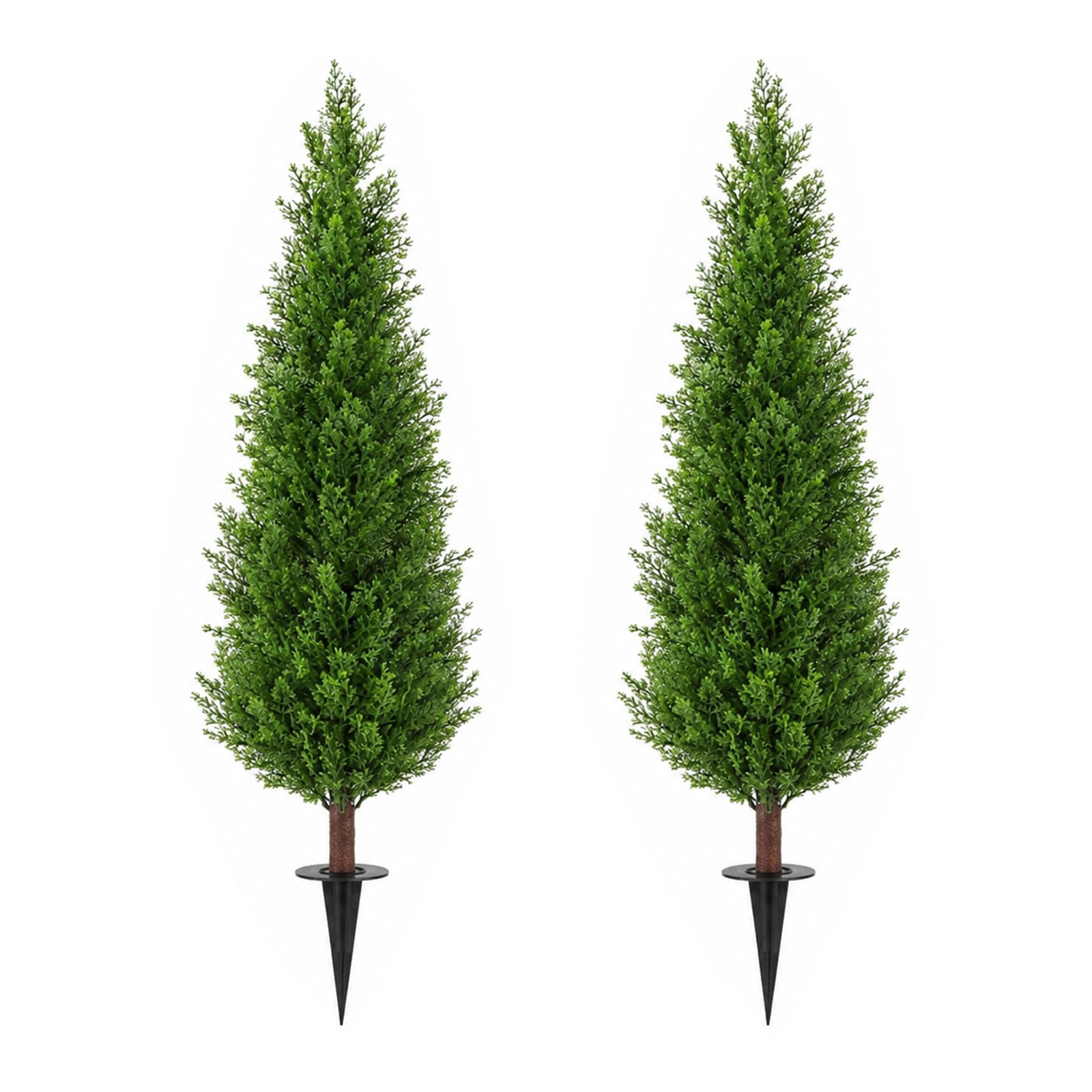2Pcs 4ft Artificial Cedar Topiary Trees w/ Ground Spike for Porch Garden Office