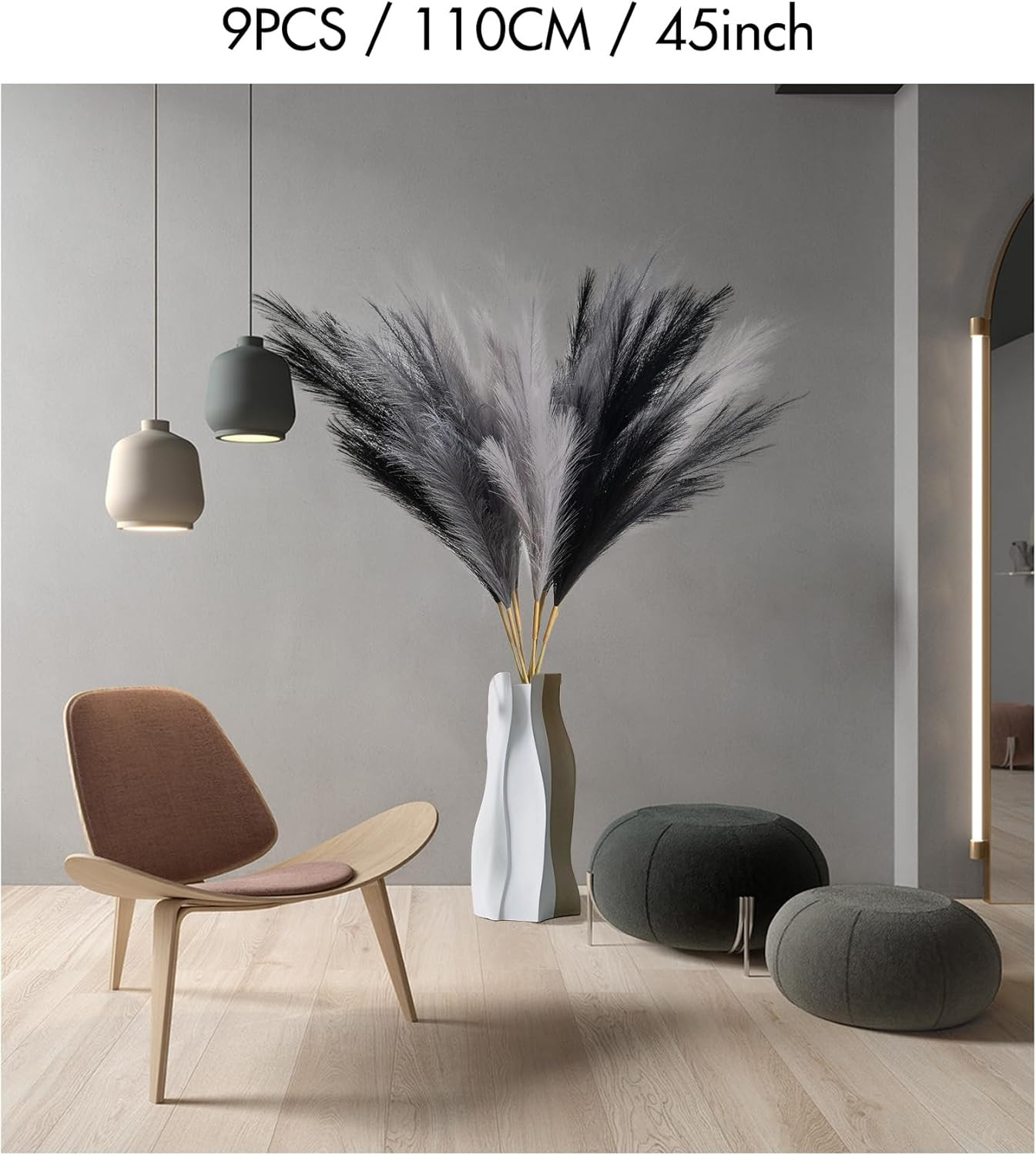 Septcat 9Pcs 45in Faux Dried Pampas Grass Boho Decor