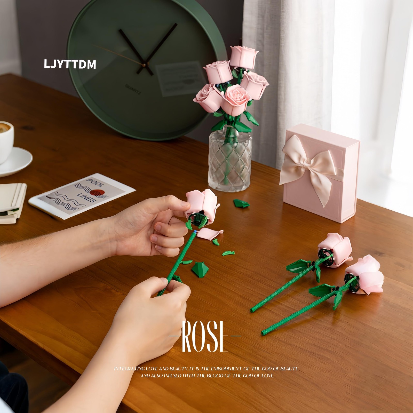 LJYttdm 360+ Pieces Rose Flower Building Blocks for Adults – 12 Pink Roses Bo…