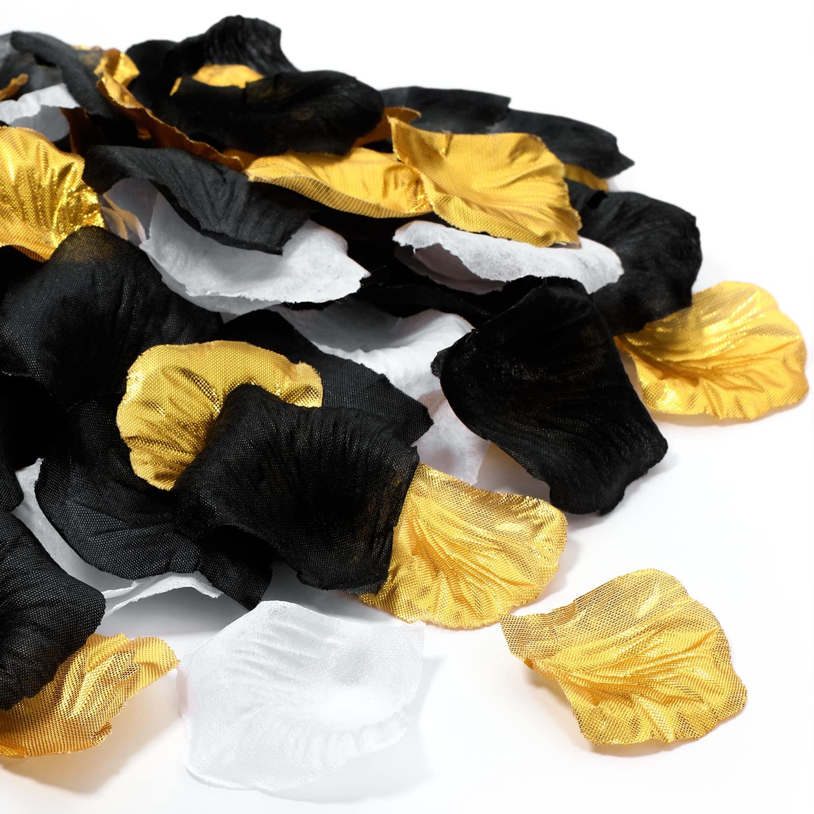 1600 PCS Black Gold White Artificial Rose Petal Bulk Wedding Aisle Decoration