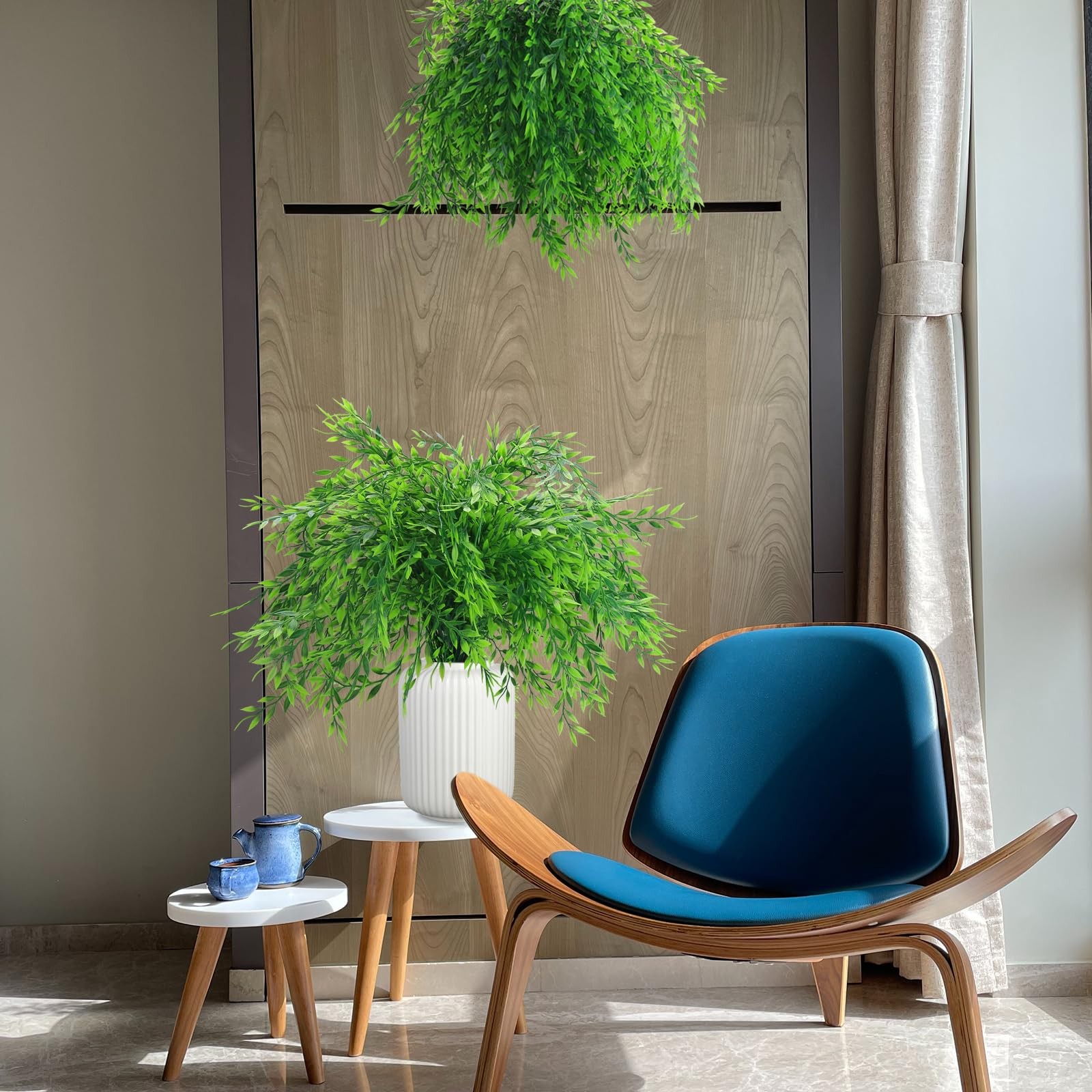 8pcs Fake Plants Weeping Willow Artificial Greenery Stems Hanging Planter Fau…
