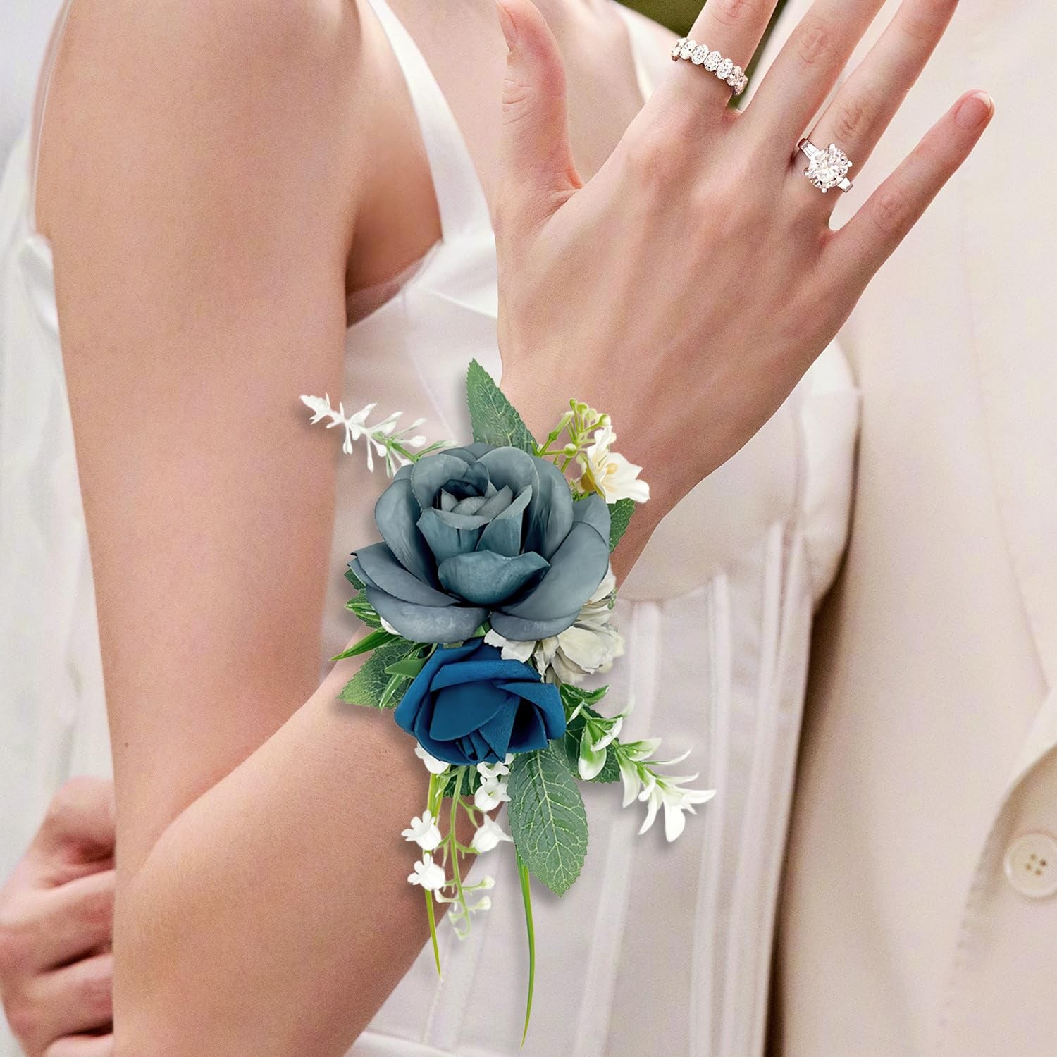 Boutonniere For Men Blue Rose Groom Groomsmen Wedding Prom 6.7×4 Inch Size