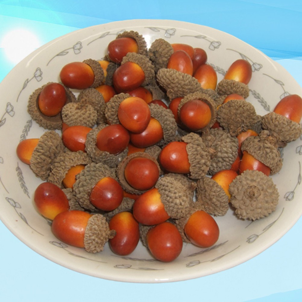 Realistic Fake Acorn Ornament Set of 50 for Home Decoration and Photo Props