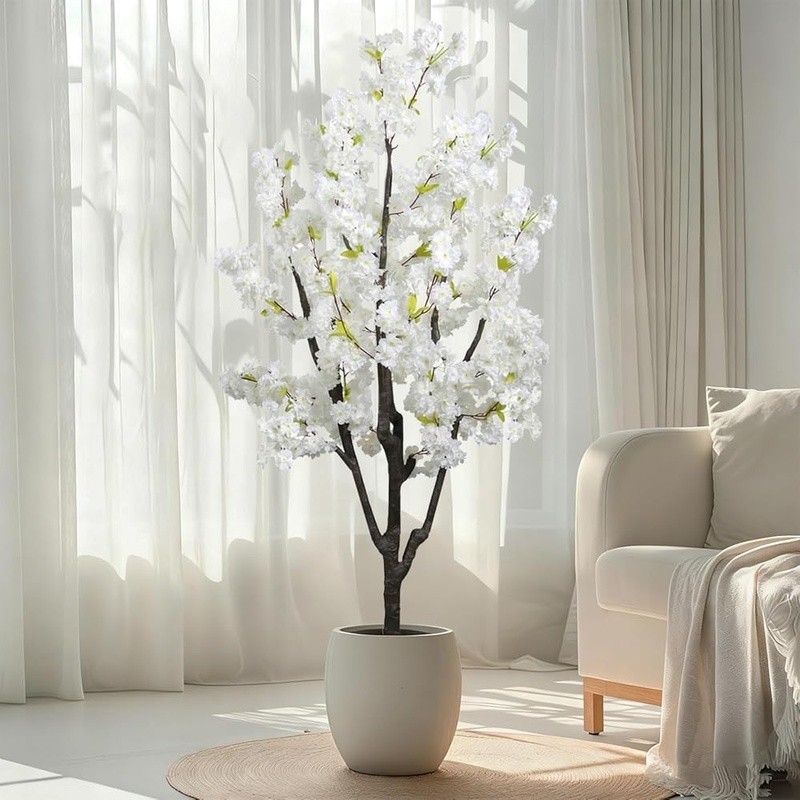 Faux Cherry Blossom Tree Realistic Decoration Easy Clean Home Office Gift Idea