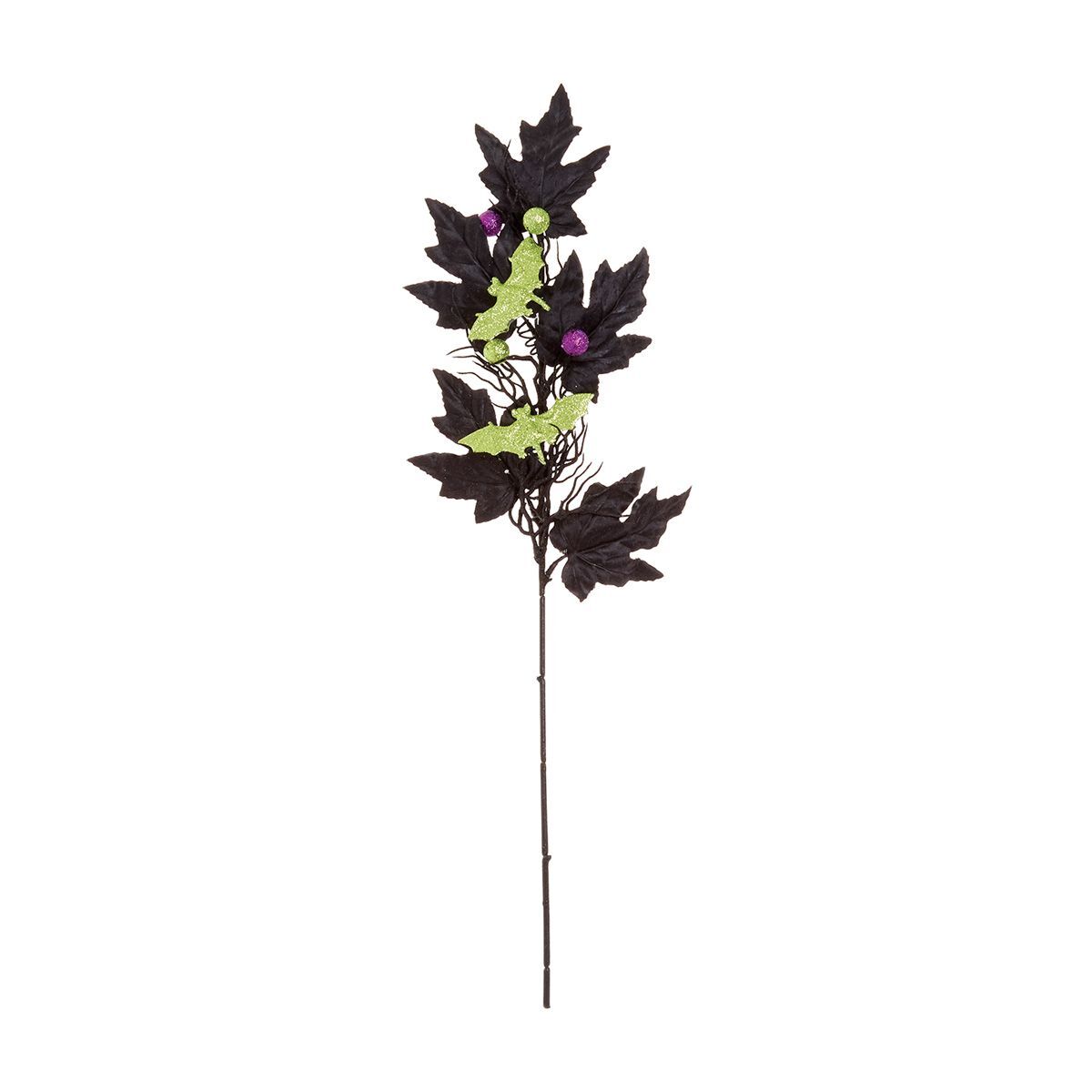 Seasonal Black Glitter Floral Stem Choose 1 from: Bats, Jack-O-Lantern, Spider