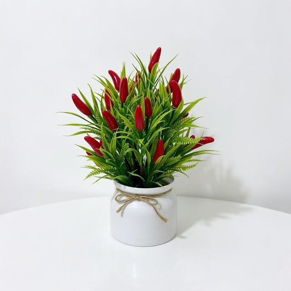 24 PCS Artificial Fruit Bonsai Tree with Hemp Rope Pot for Home Desk Decor