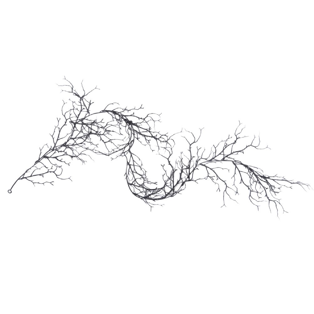 Black Twig Halloween Garland, 6.2ft Spooky Branch Faux Hanging Vine for