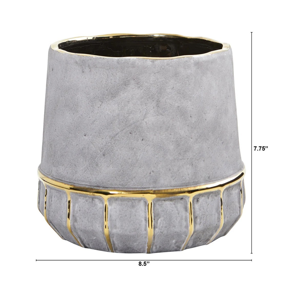 8.5″ Regal Stone Decorative Planter with Gold Accents