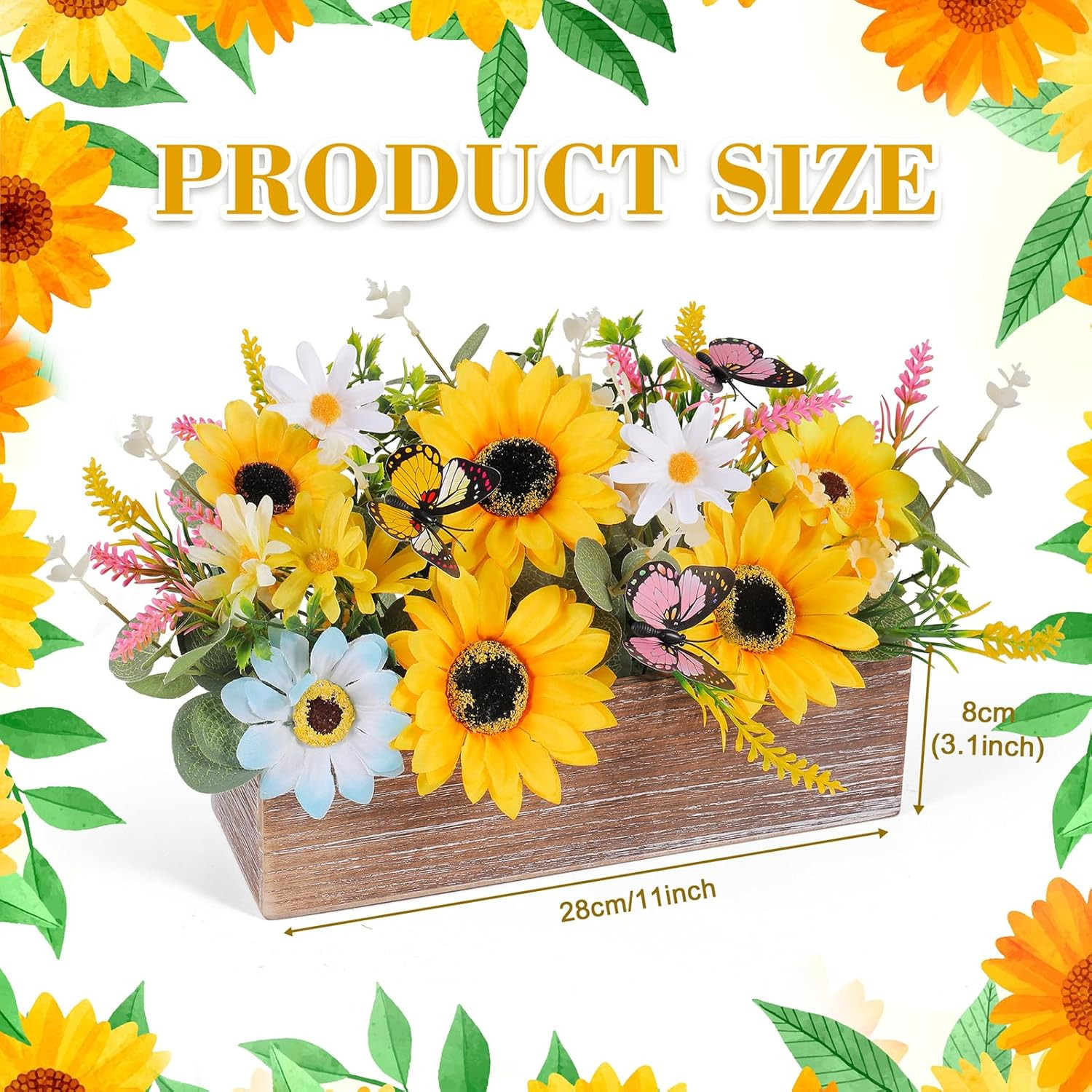 Summer Sunflower Table Centerpieces Rustic Artificial Floral Arrangements Wooden