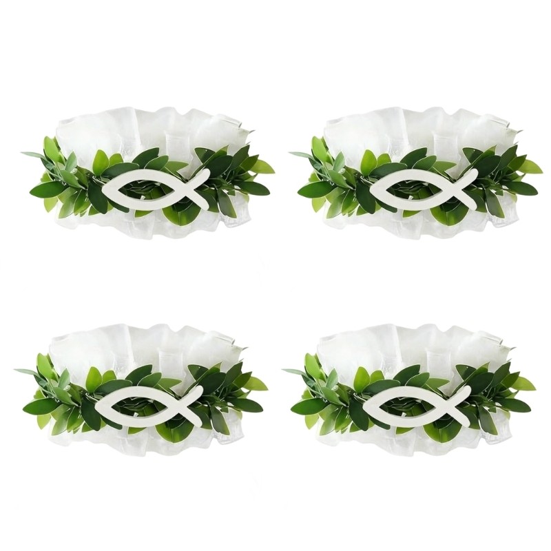 4Pcs Eye Catching Floral Vine Hoop Rings With Holders For Romance Decors