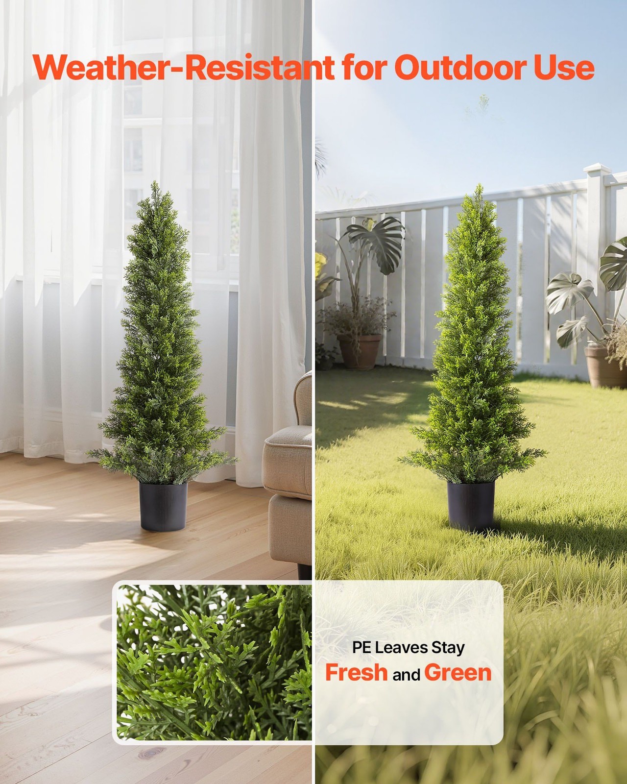 36in 2Packs Artificial Cedar UV Protected Non Fading Ideal for Balcony Office