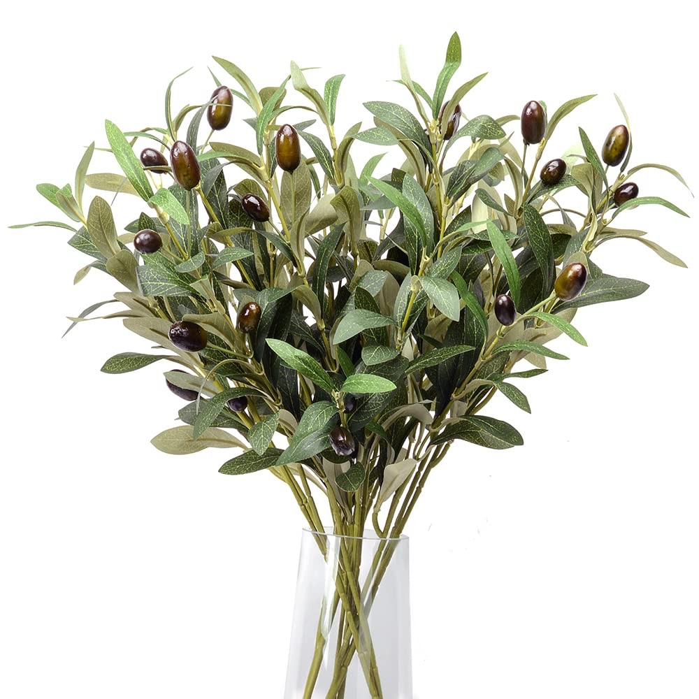 5 Pack Olive Branches Artificial Plants Greenery Stems Olive Leaves Fake Frui…