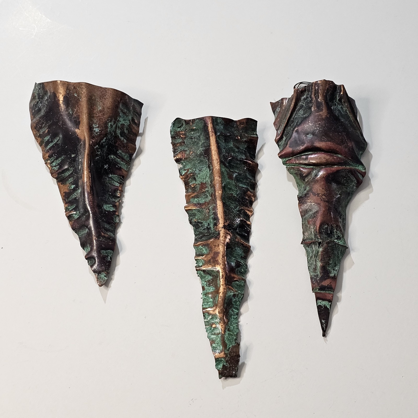 Metal Wall Art Vase (Lot Of 3) Handmade Small Abstract Decor Plants Flowers