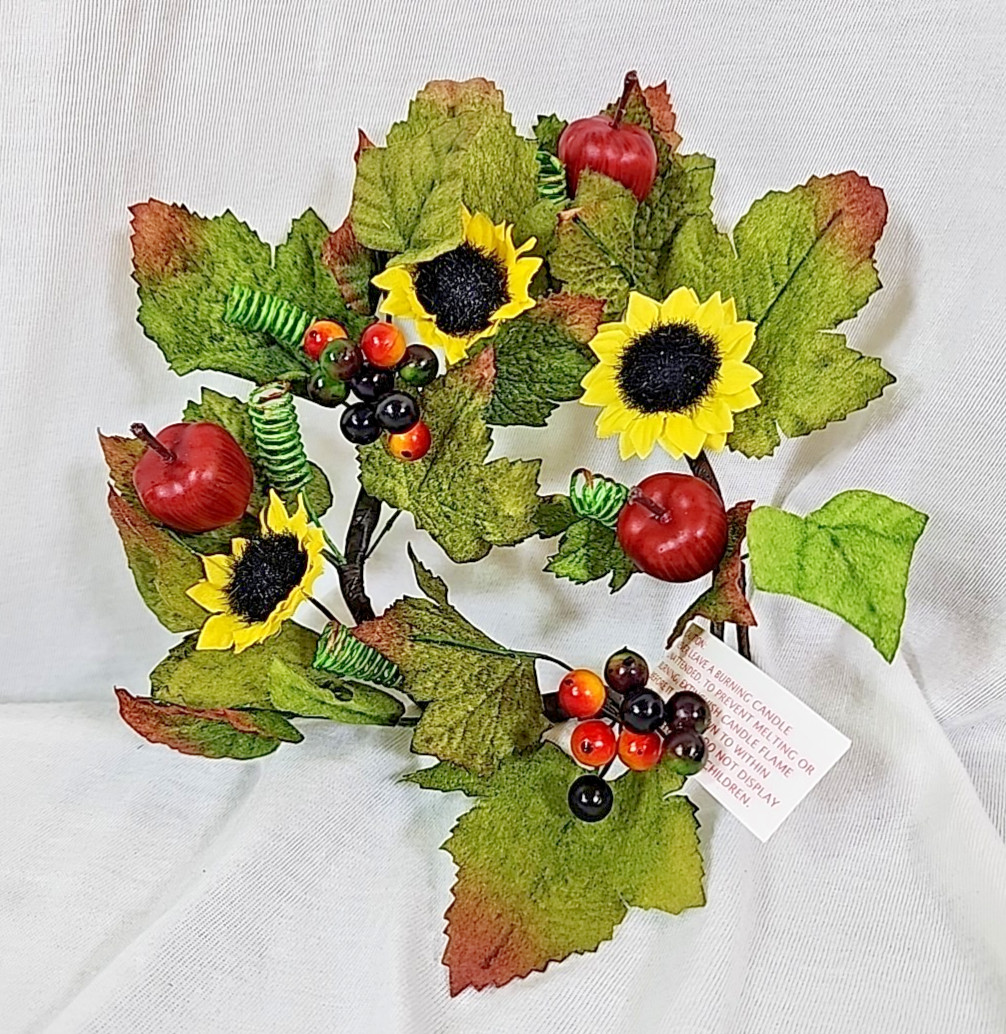 Princess House Set Of 2 Harvest Sunflower Candle Floral Pillar Rings #1200 ~ NEW
