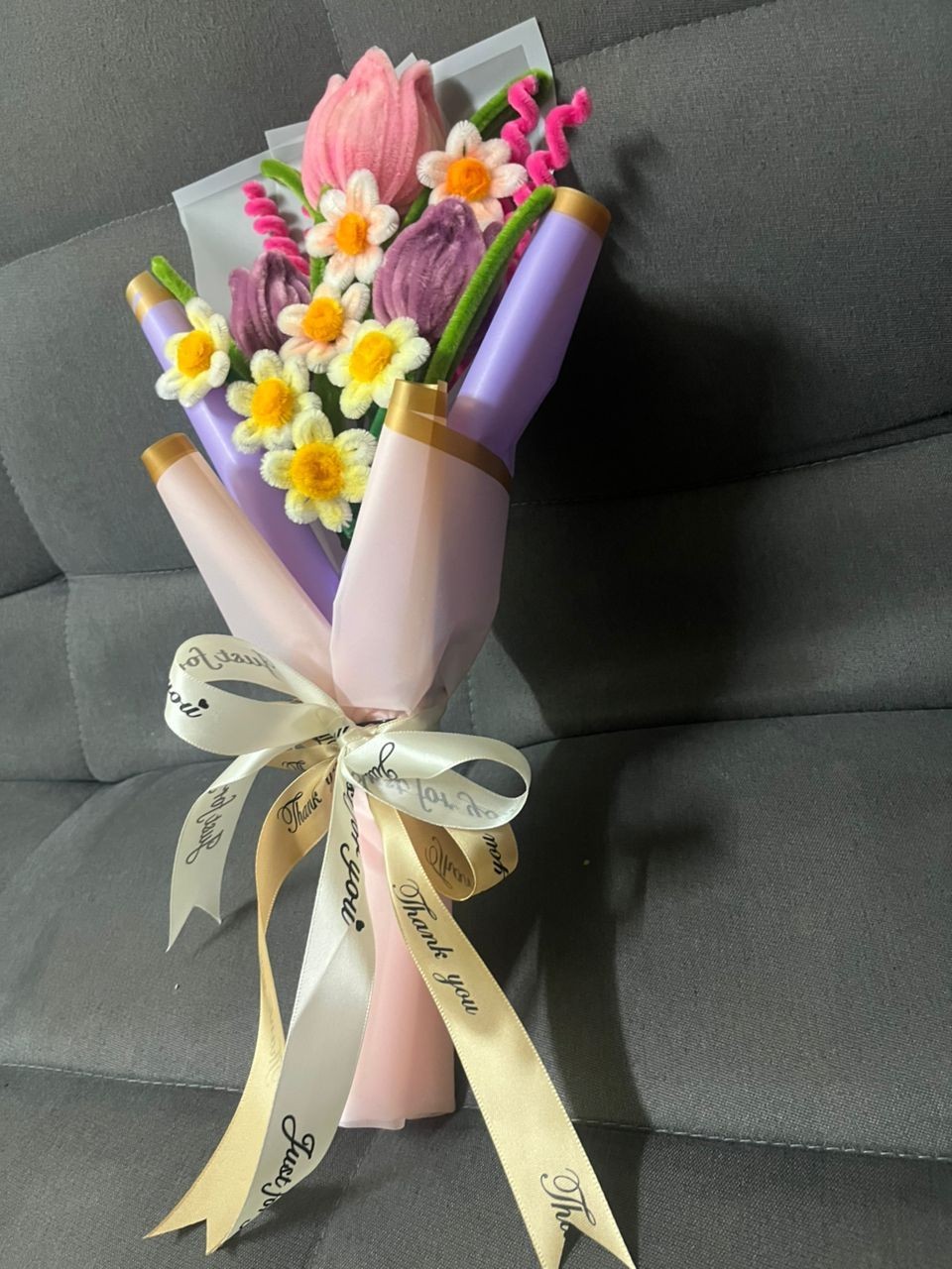 Pipe Cleaner Flowers tulip Bouquet Handmade ready stock