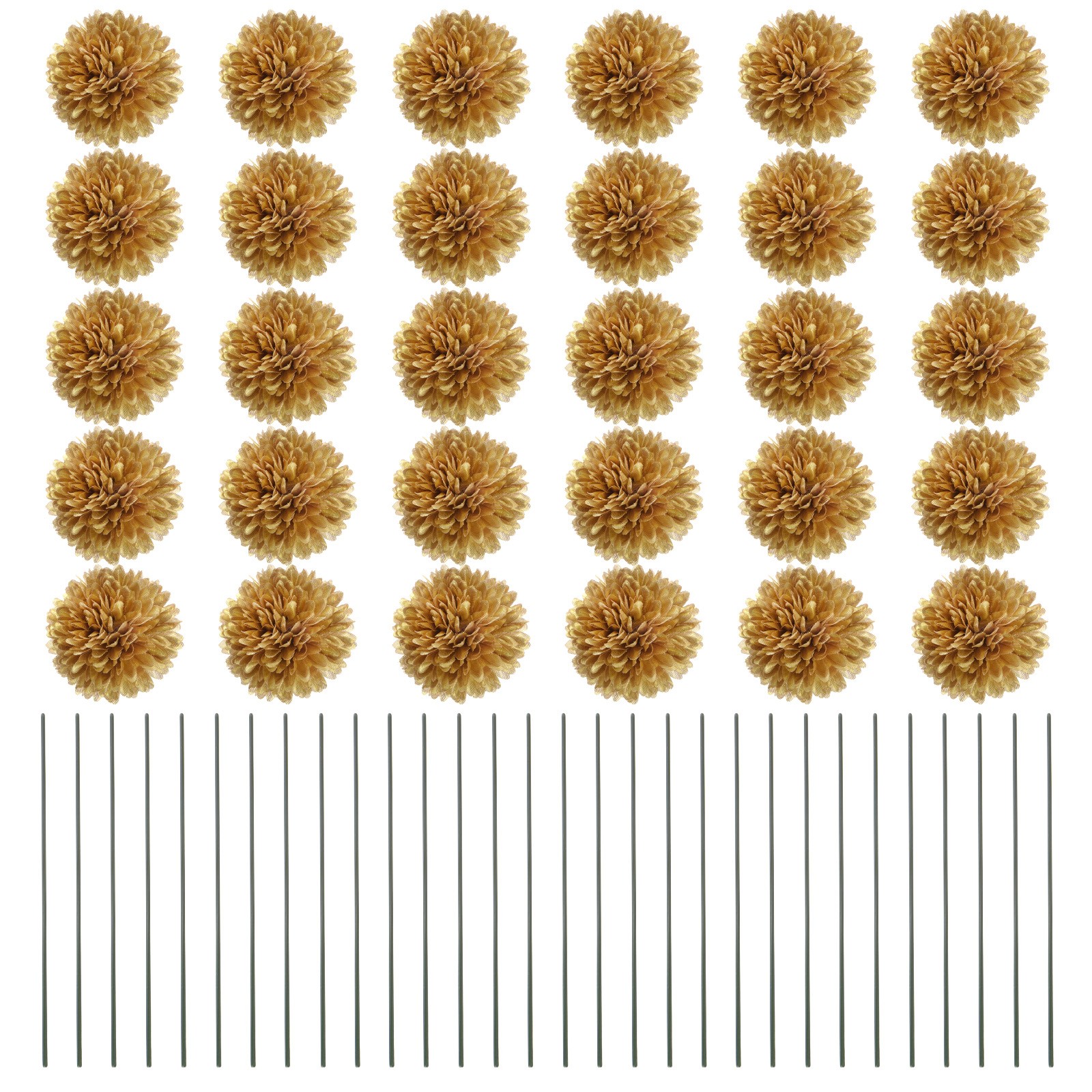 30-Pack Artificial Chrysanthemum Ball Flowers for Home Decor [Gold]
