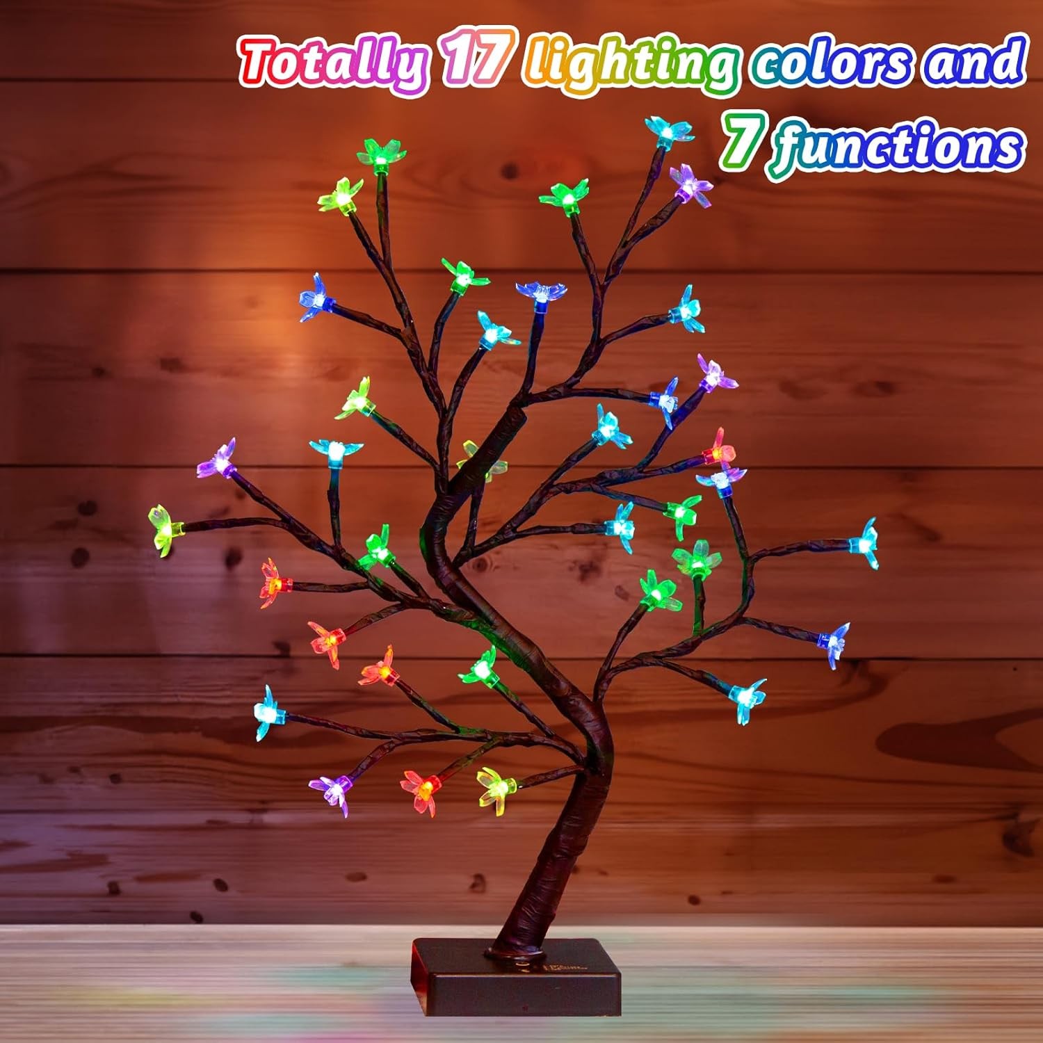 PEIDUO RGBW Cherry Blossom Tree, Light up Bonsai Rgbw Tree