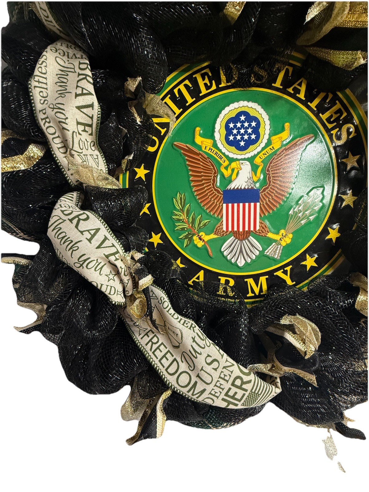 US Army Mesh Wreath 22” Licensed Military Veteran Patriotic Door Wall Decor Gift