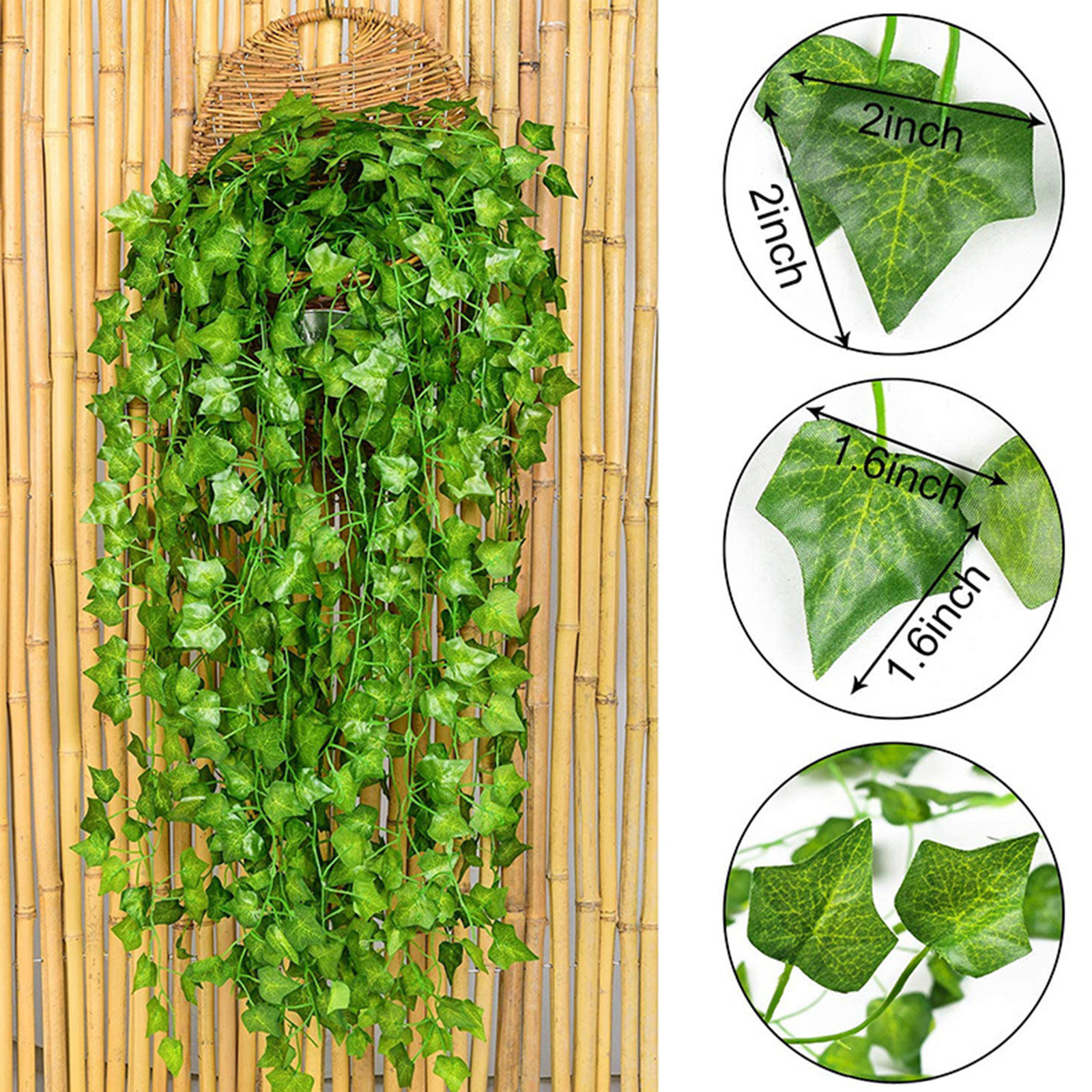 2.2M 12 Pcs Fake Ivy Leaves Artificial Ivy Vine Hangings Home Garden Decoration