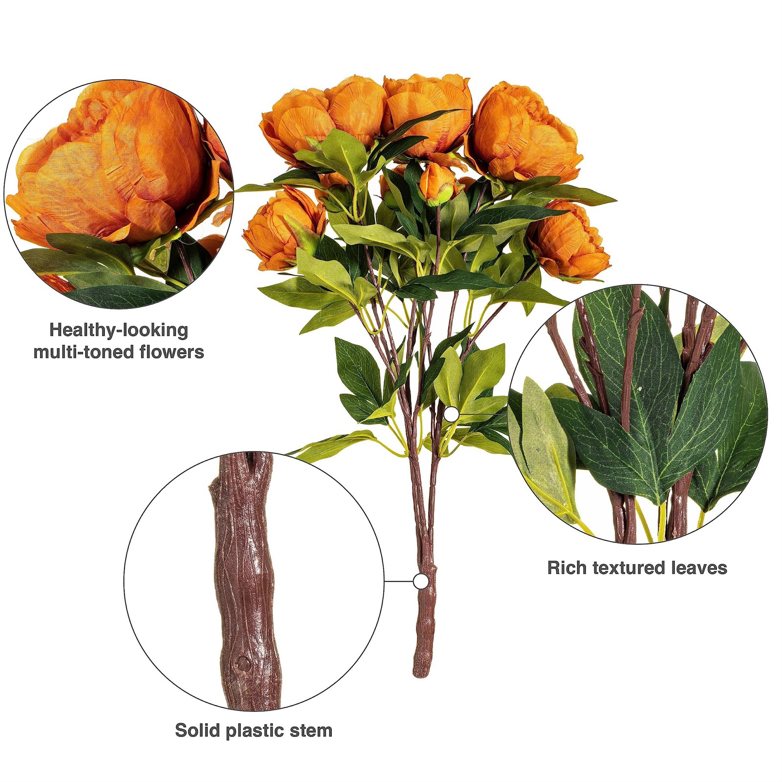 Vickerman 23″ Contemporary Fabric Artificial Peony Spray in Coffee