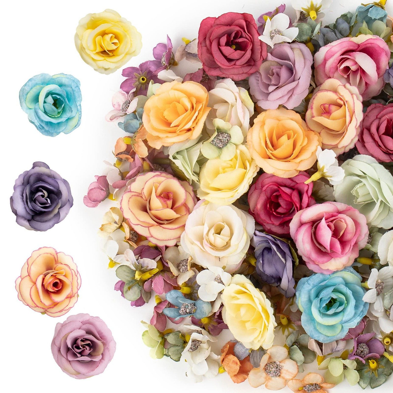 174 Pack Mini Flower Heads Small Silk Fake Rose Daisy Tiny Artificial Head For H