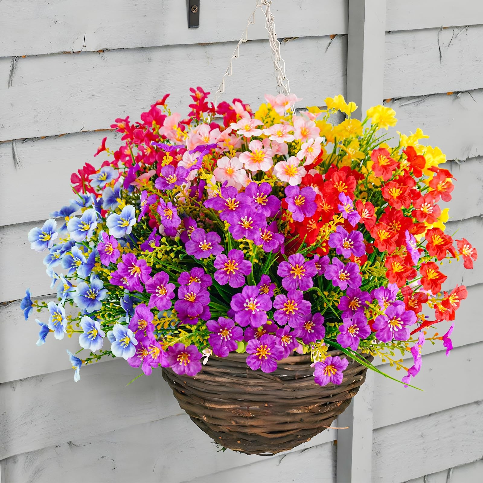 36 Pcs Artificial Flowers for Outdoor, UV Resistant Faux Silk Flowers, Fake F…