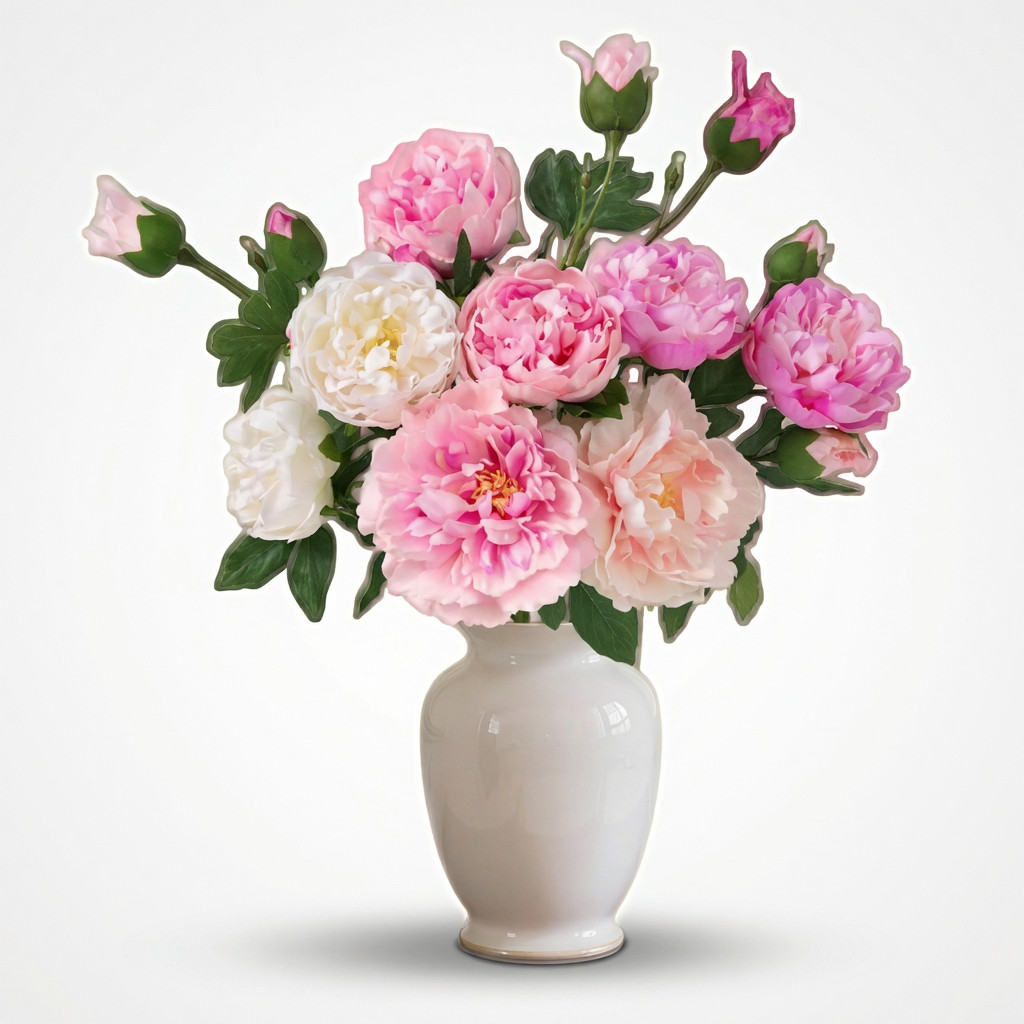 3 Pack Artificial Peony Flowers 22 Inch Long Stems Real Touch Faux Blooms