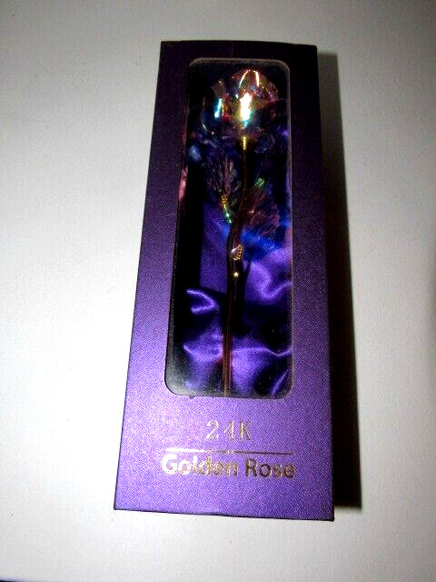 24K Long Stem Gold Rose in Purple Gift Box For THE LADY IN YOUR LIFE